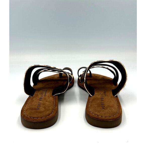 Real Leather Flats Animal Print Toe Loop Very Volatile Jenika Sandals Brown s 8 - Picture 11 of 14